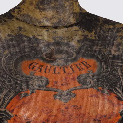 Jean Paul Gaultier Mesh Body Open Back Printed Medaillon Woman Multicolor