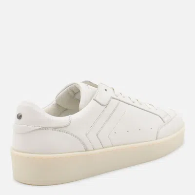 Canali White Leather Sneakers In Neutral