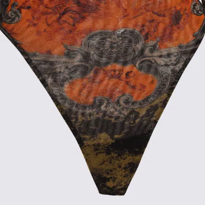 Jean Paul Gaultier Mesh Body Open Back Printed Medaillon Woman Multicolor