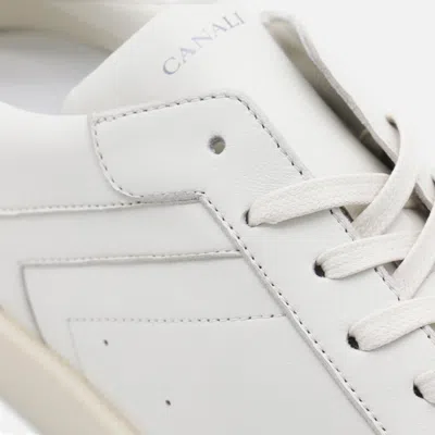 Canali White Leather Sneakers In Neutral