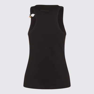Jean Paul Gaultier Tank Top With Gold-tone Hardware And Ribbed Texture In Black