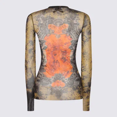 Jean Paul Gaultier Women Medaillon Print Mesh Long Sleeves Top
