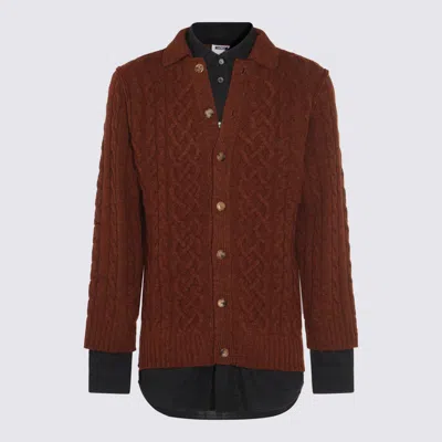 Moschino Collared Cable Knit Textured Crewneck Sweater