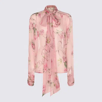 Blumarine Floral-print Tie-neck Blouse