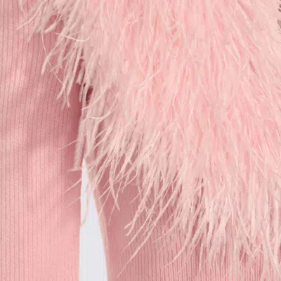 Blumarine Feather Trim Longline Ribbed Knitwear