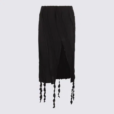 Blumarine Textured Fabric Skirt With Ruffled Slit