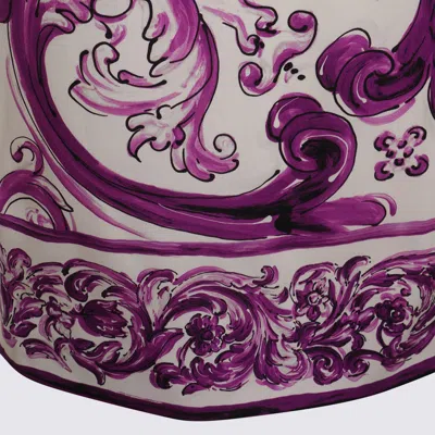 Dolce & Gabbana White And Purple Silk Dress