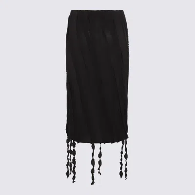 Blumarine Textured Fabric Skirt With Ruffled Slit