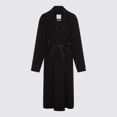 Sportmax Belted Double-breasted Coat In Black