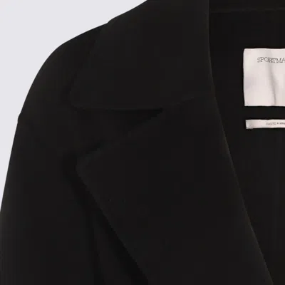 Sportmax Belted Double-breasted Coat In Black
