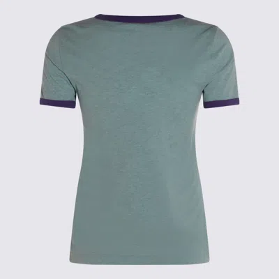 Chloé Green Crewneck T-shirt With Logo Lettering Print On The Front In Cotton Woman