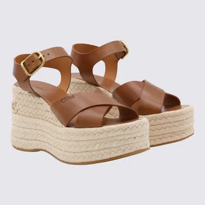 Chloé Brown Leather Espadrillas