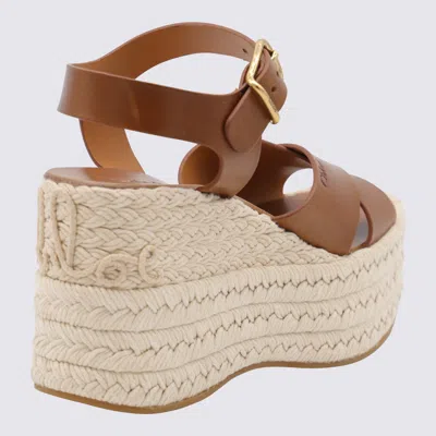 Chloé Brown Leather Espadrillas