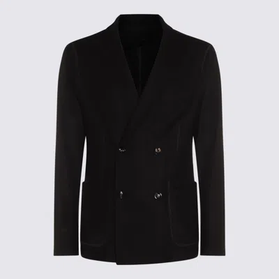 Giorgio Armani Official Store Icon Double-breasted Jacket In Fulled Cashmere Interlock