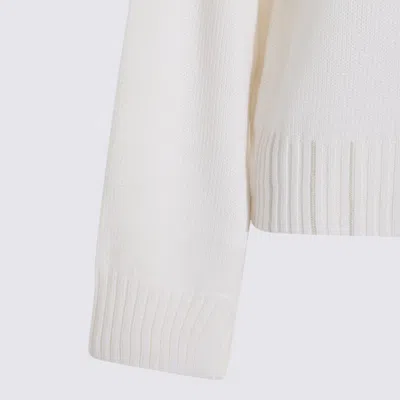 Fabiana Filippi Merino Wool Cropped Turtle Neck Sweater In White