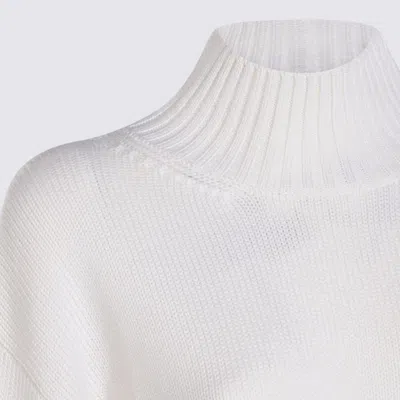 Fabiana Filippi Merino Wool Cropped Turtle Neck Sweater In White