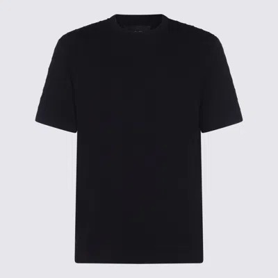 Giorgio Armani Navy Blue Viscose Blend T-shirt In Black