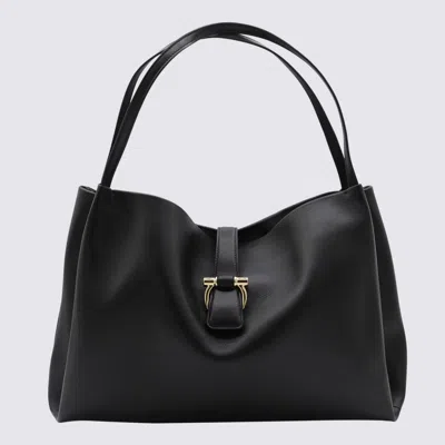 Ferragamo Buckle Strap Soft Structure Shoulder Bag In Black