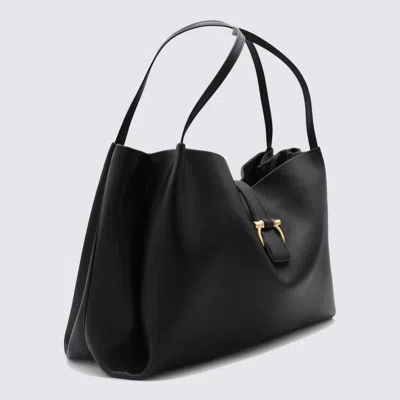 Ferragamo Buckle Strap Soft Structure Shoulder Bag In Black