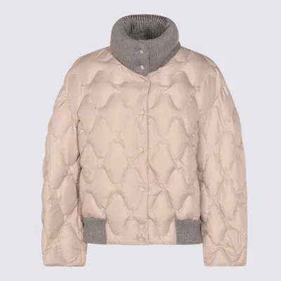 Fabiana Filippi Padded Jackets With Ribbed Cuffs And Collar In Pink