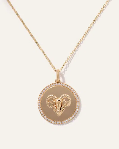 Quince Women's 14k Gold Pave Zodiac Medallion Necklace