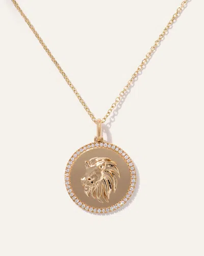 Quince Women's 14k Gold Pave Zodiac Medallion Necklace