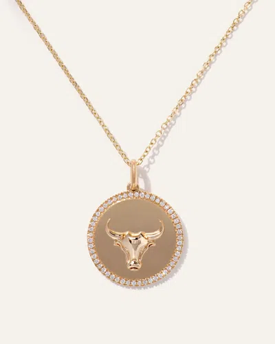 Quince Women's 14k Gold Pave Zodiac Medallion Necklace