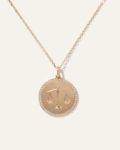 Quince Women's 14k Gold Pave Zodiac Medallion Necklace