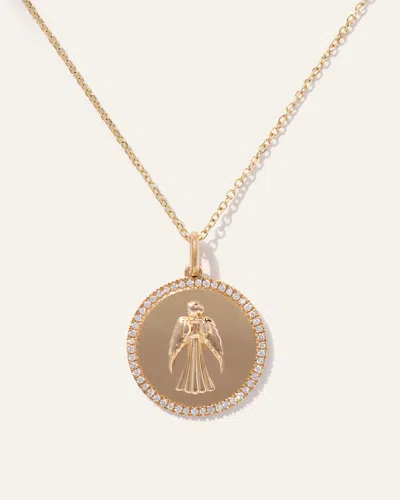Quince Women's 14k Gold Pave Zodiac Medallion Necklace