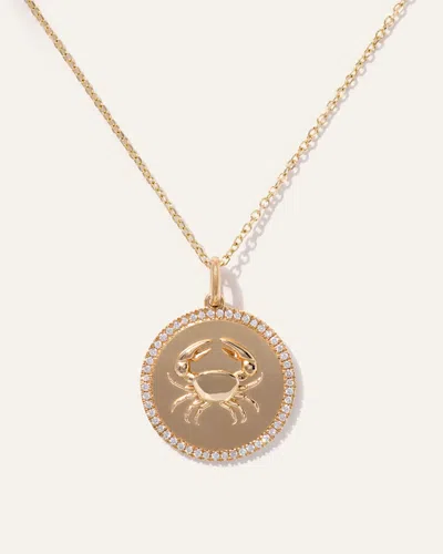 Quince Women's 14k Gold Pave Zodiac Medallion Necklace