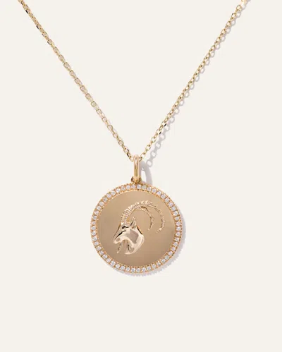 Quince Women's 14k Gold Pave Zodiac Medallion Necklace