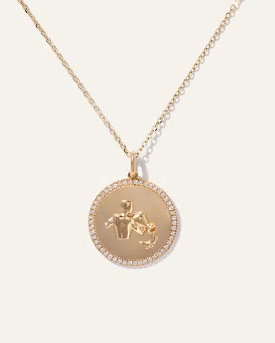 Quince Women's 14k Gold Pave Zodiac Medallion Necklace