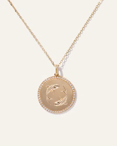 Quince Women's 14k Gold Pave Zodiac Medallion Necklace