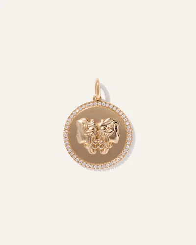 Quince Women's 14k Gold Pave Zodiac Medallion Charm