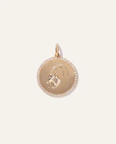Quince Women's 14k Gold Pave Zodiac Medallion Charm