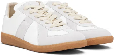 Maison Margiela White Sneakers With Textured Panels And Gum Rubber Sole