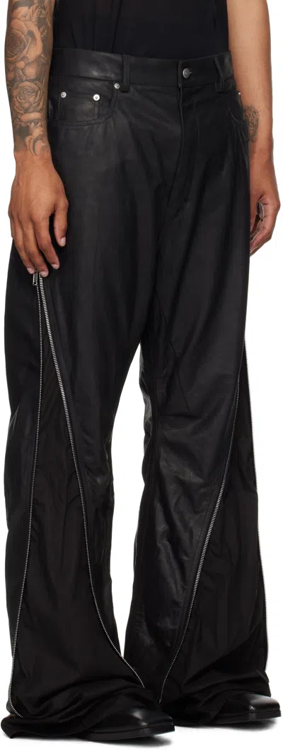 Rick Owens Black Concordians Bolan Banana Leather Pants