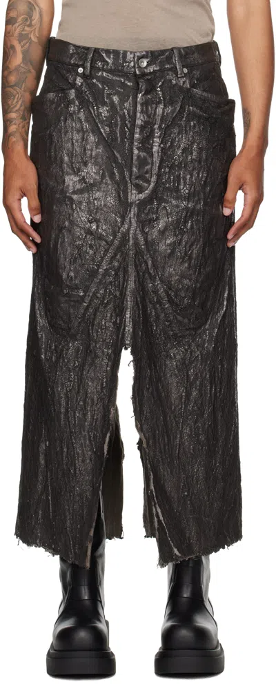 Rick Owens Bronze Concordians Long Slivered Denim Skirt