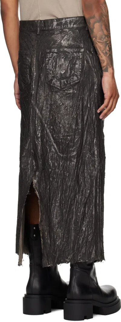 Rick Owens Bronze Concordians Long Slivered Denim Skirt