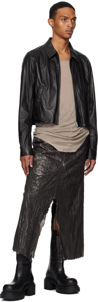 Rick Owens Bronze Concordians Long Slivered Denim Skirt
