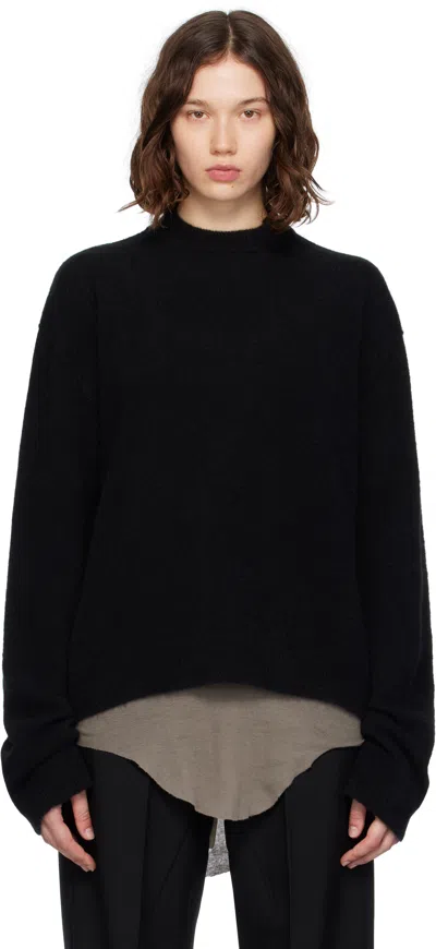 Rick Owens Black Concordians Tommy Ls Sweater In Black