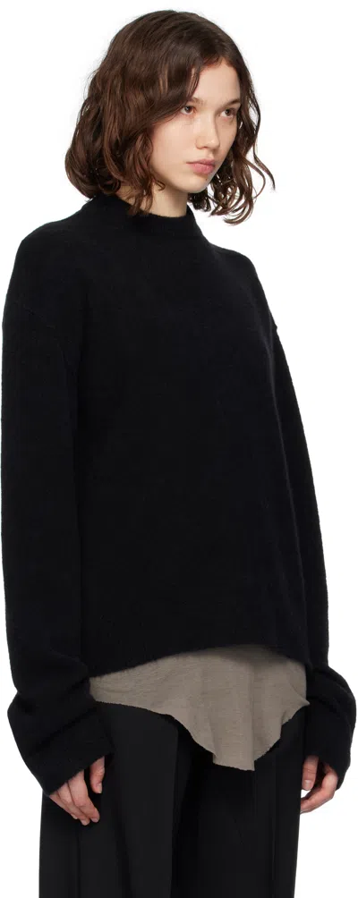 Rick Owens Black Concordians Tommy Ls Sweater In Black