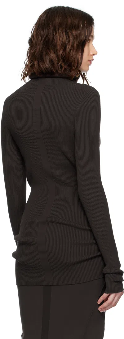 Rick Owens Brown Concordians Ribbed Knit Tube Turtleneck