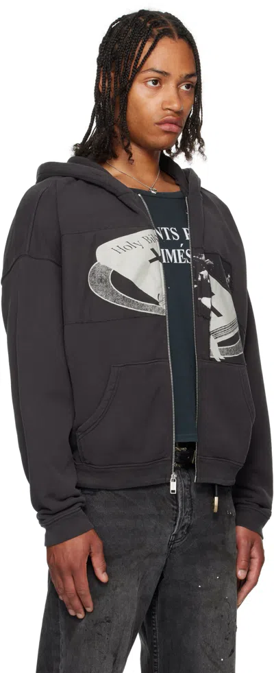 Enfants Riches Deprimes Holy Bible Assemblage Printed Cotton-jersey Zip-up Hoodie In Black