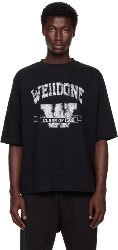 We11 Done Black Printed University T-shirt In Black