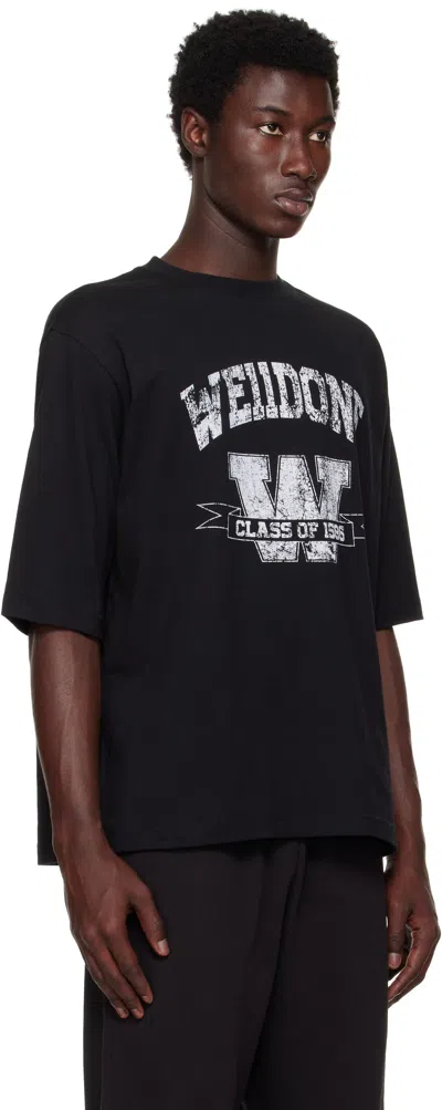 We11 Done Black Printed University T-shirt In Black