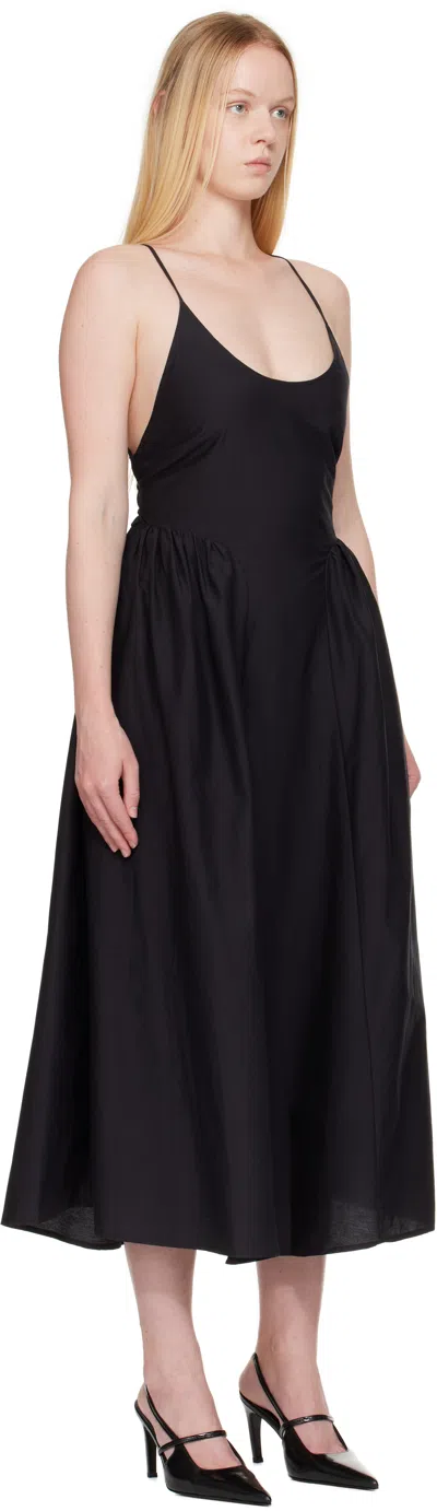 Silk Laundry Black Dive Midi Dress In Black