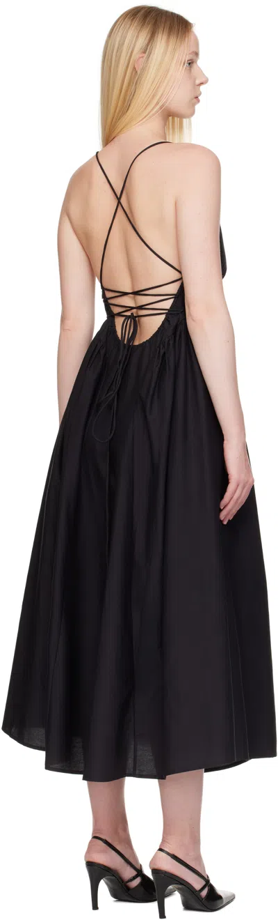 Silk Laundry Black Dive Midi Dress In Black