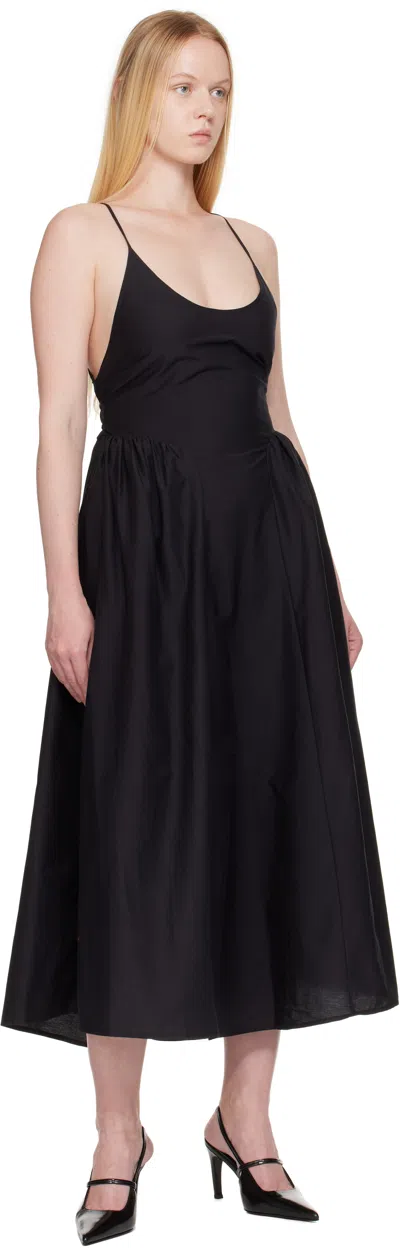 Silk Laundry Black Dive Midi Dress In Black