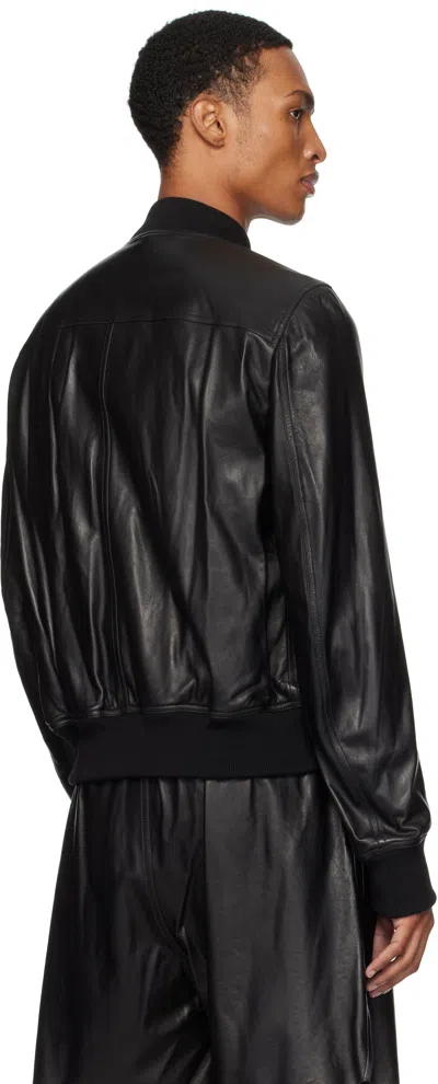 Rick Owens Black Concordians Bauhaus Flight Leather Bomber Jacket